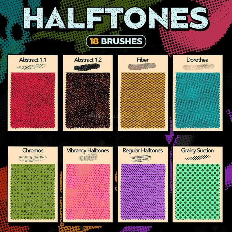 50+Procreate波普艺术画风纹理笔刷